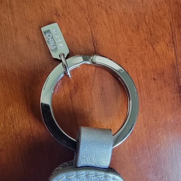 Coach Snowman Silver Red Leather Signature Jacquard Keychain Bag Charm Y2K - Picture 6 of 9